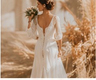 Boho and beach wedding gown displayed at Myra’s Bridal Boutique
